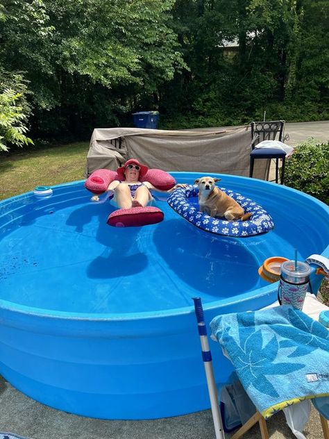 Stock Tank Pools | Edited to add: This is a 9ft poly stock tank | Facebook Poly Stock Tank Pool Ideas, Plastic Stock Tank Pool, Poly Stock Tank Pool, Plastic Stock Tanks, Poly Stock Tank, Stock Tank Pools, Stock Pools, Tank Pools, Pool Oasis