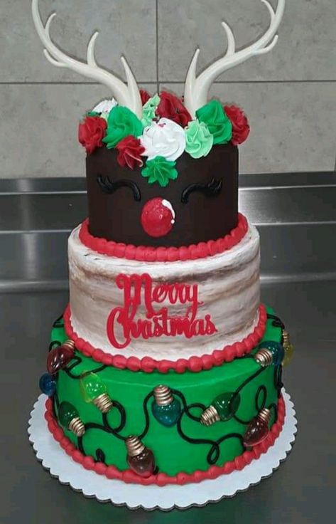 Christmas 2 Tier Cake, 2 Tier Christmas Cake Ideas, Cakes 2023, Winter Cakes, Cakes Christmas, Christmas Themed Cake, Birthday Sheet Cakes, 2 Tier Cake, Two Tier Cake