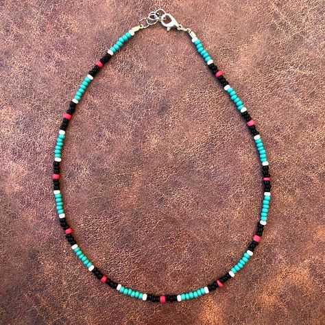 Western Seed Bead Necklace Patterns, Western Necklaces Beaded, Western Beaded Bracelets, Western Beaded Jewelry, Western Beaded Necklace, Sead Bead Necklace, Western Jewelry Necklace, Diy Wire Jewelry Rings, Rodeo Jewelry