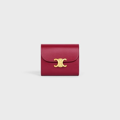 Small Wallet TRIOMPHE in Shiny calfskin - Carmin | CELINE Celine Wallet, Celine Triomphe, Luxury Lifestyle Women, Fragrance Samples, Red Wallet, Best Wallet, Day Book, Iphone Accessories, Small Wallet