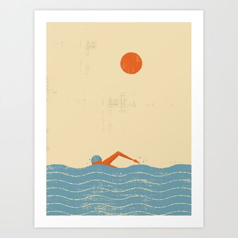 Swimmer Art Print by Vision Globe Design - X-Small Swimmer Art, Globe Design, Bathroom Art, Society6 Art, Water Based Ink, Abstract Prints, Fine Art Print, Wall Prints, Pop Art