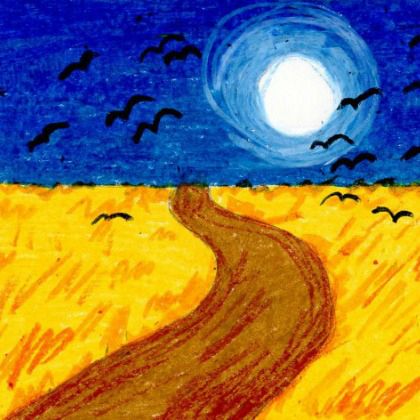 wheat field with crows Van Gogh For Kids, Van Gogh Drawings, Artist Van Gogh, 3d Art Projects, Vincent Van Gogh Art, Art Projects For Kids, Arte Van Gogh, Picasso Art, Wheat Field