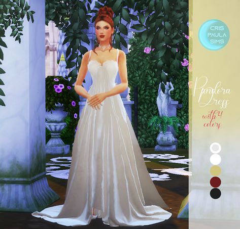 THE SIMS 4 - PANDORA DRESS - Cris Paula Sims Sims 4 Indian Wedding Cc, Sims Personality, Sims Wedding, Sims Dress, Sims 4 Wedding Dress, Sims Medieval, Sims 4 Dresses, Look Formal, The Sims 4 Download