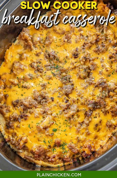 Wake up to a delicious and effortless morning meal with this Slow Cooker Breakfast Casserole. Perfect for busy mornings or when you have guests, this dish is a lifesaver. Simply prep it the night before, and let the slow cooker do the work while you sleep. With a savory mix of hash browns, sausage, cheese, and eggs, seasoned with dry mustard, onion powder, garlic powder, salt, and pepper, it's a crowd-pleaser for any occasion. Pair it with biscuits, grits, or fresh fruit for a complete breakfast experience. Ideal for holiday mornings, potlucks, or even a cozy dinner. Breakfast Casserole Ham, Crescent Breakfast Casserole, Mustard Eggs, Morning Breakfast Recipes, Crescent Breakfast, Complete Breakfast, Slow Cooker Breakfast Casserole, Morning Recipes Breakfast, Breakfast Recipes Easy Quick