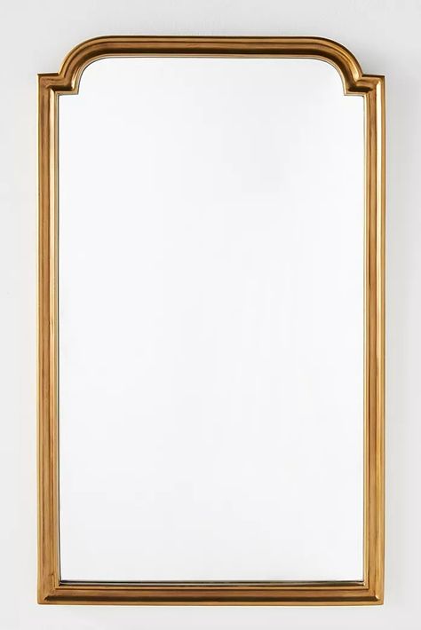 mirror Brass Mirror Bathroom, Dresser Makeup, Gold Arch Mirror, Portrait Mirror, Anthropologie Mirror, Gold Vanity Mirror, Gold Vanity, Mirror Wall Living Room, Vanity Mirrors