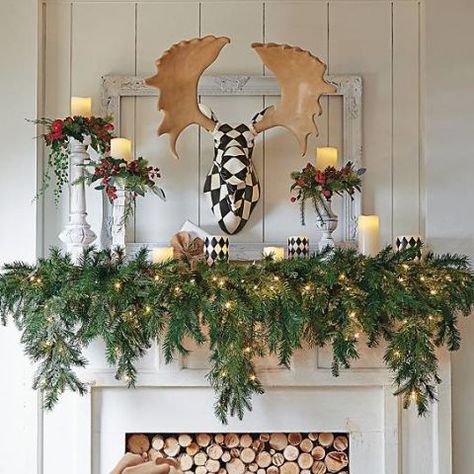 We love decorating with Christmas garlands because anything green in the home livens up the mood and adds a fresh vibrancy to the entire space. Here are 10 different picks that bring a little holiday spirit to any surface or sill. Mantle Garland, Christmas Decorations Garland, Christmas Fireplace Decor, Christmas Mantel Decorations, Christmas Tree Garland, Grandin Road, Tree Garland, Christmas Mantle, Christmas Fireplace