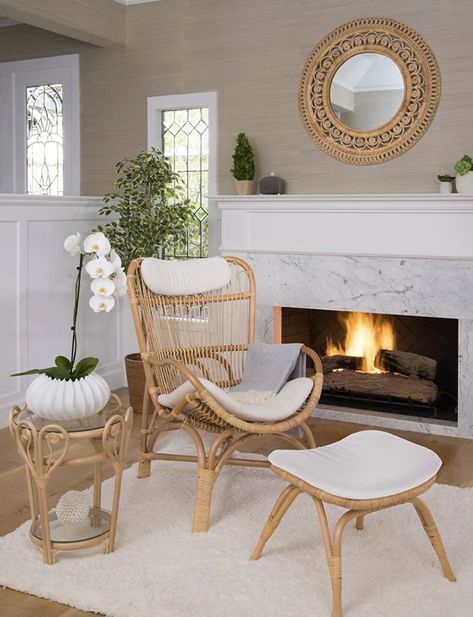 Artisan Interior, Rattan Peacock Chair, Wicker Peacock Chair, Rattan Armchair, Tropical Home Decor, Interior Products, Wicker Chairs, Foot Stool, Rattan Chair