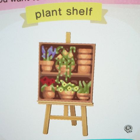 Acnh Plant Shelf Code, Acnh Greenhouse Design Code, Acnh Panel Pattern, Rural Acnh, Towncore Acnh, Codes For Animal Crossing, Pottery Shelf, Acnh Pattern, Cottagecore Animal Crossing