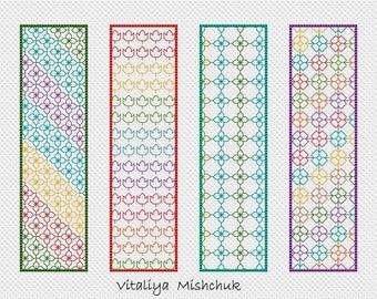 Colorful Cross Stitch Patterns, Motifs Blackwork, Bookmark Cross Stitch Pattern, Bookmark Cross Stitch, Blackwork Embroidery Patterns, Colourful Cross Stitch, Blackwork Cross Stitch, Blackwork Patterns, Blackwork Embroidery