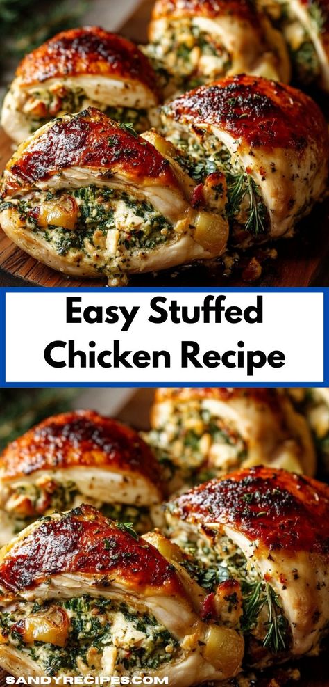 Need a crowd-pleaser for your next dinner party? Discover this flavorful stuffed chicken recipe that pairs perfectly with fresh vegetables, creating an impressive and delicious meal that everyone will love. Easy Stuffed Chicken Recipes, Easy Stuffed Chicken, Stuffed Chicken Recipe, Stuffed Chicken Breast, Chicken Breast Recipe, Breast Recipe, Stuffed Chicken, Chicken Recipes Casserole, Chicken Dishes Recipes