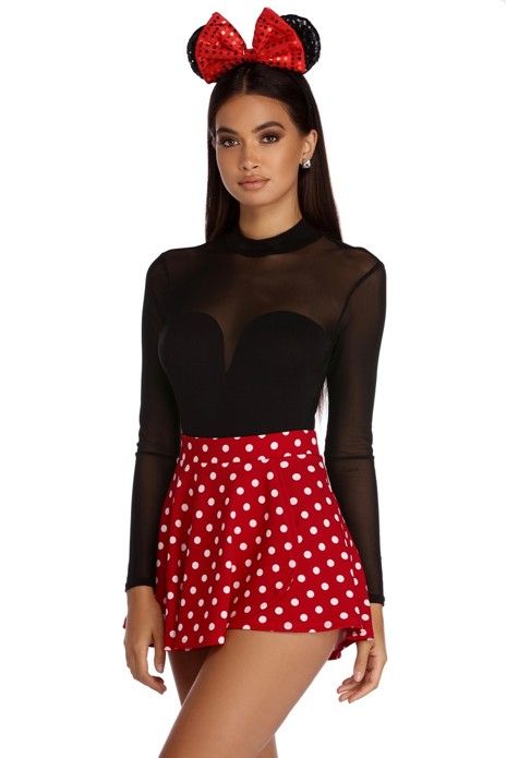 Sweet & Sultry Mesh Bodysuit | WindsorCloud Mini Mouse Costume College, Minnie Costume Women, Halloween Hair Styles, Free Hair Styles, Going Out Outfits Night Club, Minnie Costume, Hair Styles Ideas, Black Mesh Bodysuit, Minnie Mouse Costume