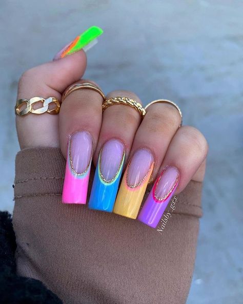 Nails Sharp, Yellow Acrylic Nails, Ballerina Nails Shape, Ballerina Nails Designs, Rainbow Nails Design, Cute Decorations, Lemon Color, Yellow Nail, Too Loud