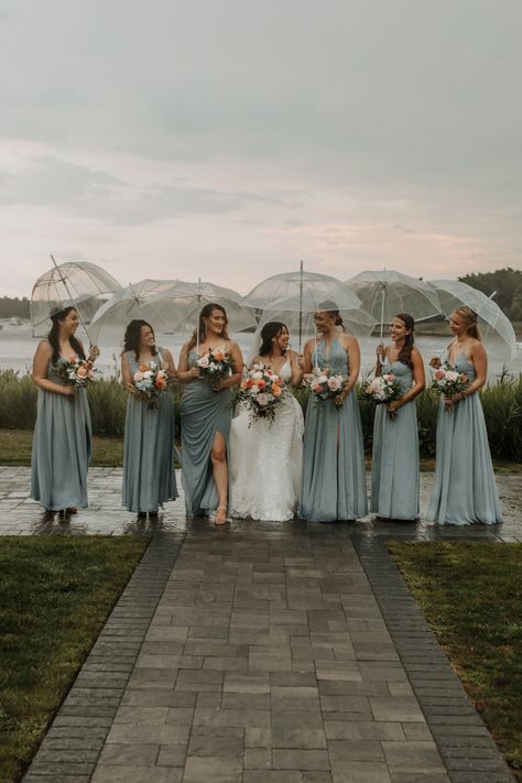 Tip Tuesday- Rainy Wedding Day Rain on your wedding day is good luck! For a great photo get clear umbrellas and take cute pictures with your spouse and bridal party. #danversportwedding #rainy #weddingplanning #wedding #umbrella #pictures #cutepictures #bridalparty #tiptuesday #weddinginspiration Wedding Rain Shots, Rain On Wedding Day Pictures, Rainy Fall Wedding, Wedding Pictures Rain, Rainy Wedding Pictures, Rainy Wedding Day Photos, Rainy Day Wedding Pictures, Wedding With Umbrellas, Clear Umbrella Wedding