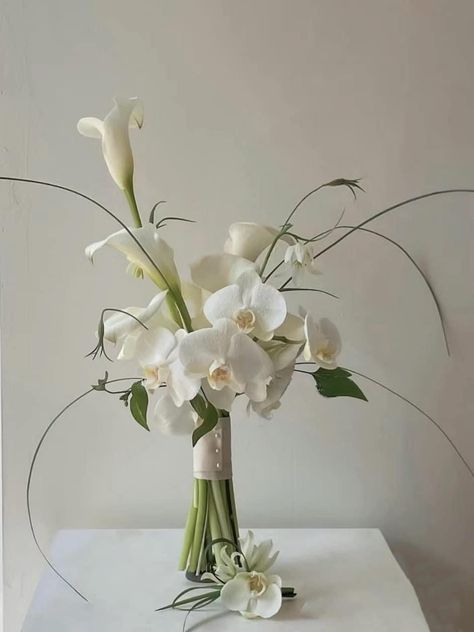 White Calla Lily Bouquet, Lily Centerpieces, Modern Bridal Bouquets, Lily Bridal Bouquet, Simple Wedding Bouquets, Tulip Wedding, Calla Lily Bouquet, Tropical Wedding Flowers, Fresh Flower Bouquets