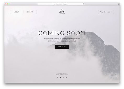 triada-fullscreen-coming-soon-html5-template Coming Soon Page Design Inspiration, Coming Soon Website Design Landing Pages, Website Coming Soon Page, Intro Page Design, Coming Soon Website Design, Coming Soon Page Design, Coming Soon Design, Under Construction Website, Landing Page Ui Design