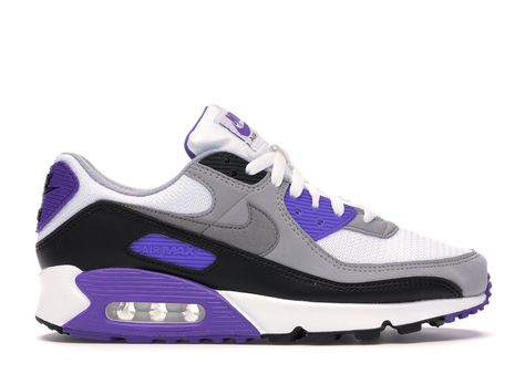 Nike Air Max 90 Recraft Sneakers in White/Particle Grey/Hyper Grape Nike Air Max 90 Outfit Men, Nike Air Max 90 Outfit, Nike Casual Shoes, Nike Shoes Women Fashion, Nike Air Max White, Nike Training Shoes, Sneakers Jordans, Air Shoes, Kicks Shoes