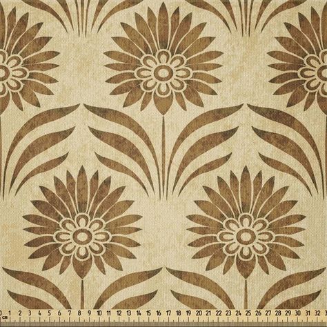 Ambesonne Retro Fabric By The Yard, Art Deco Inspired Prehistoric Pattern Of Repeating Flowers With Faded Effect,Square Turkish Art, Retro Fabric, Family Costumes, Craft Lovers, Bold Graphics, Craft Organization, Art Deco Inspired, Arts And Crafts Projects, Inspiration Art