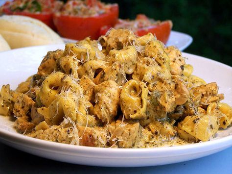 Creamy Pesto-Piccata Chicken With Tortellini Recipe - Food.com Chicken With Tortellini, Piccata Chicken, Leftover Cooked Chicken, Tortellini Recipe, Piccata Recipe, Pesto Tortellini, Chicken Tortellini, Tortellini Recipes, Cooking Pasta