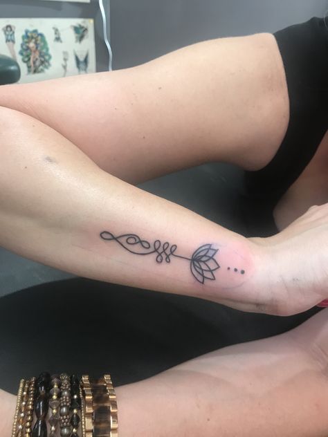 Unalome Wrist Tattoos For Women, Lotus Unalome Tattoo Meaning, Unalome And Lotus Tattoo, Lotus Unalome, Side Forearm Tattoos For Women, Protect Your Peace Tattoo, Tattoo Design For Hand, Peace Tattoos, Around Arm Tattoo