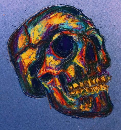 Dark Oil Pastel Art, Oil Pastel Art Aesthetic Dark, Oil Pastel Art Halloween, Oil Pastel Art Ideas Inspiration, Creepy Oil Pastel Art, Skull Oil Pastel, Pastel Skull, Skull Sketch, Grace Art