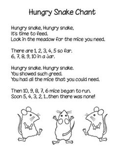 Hungry Snake Chant to go with book, Mouse Count by Ellen Stoll Walsh Poetry Notebook, Kindergarten Poems, Mouse Paint, Preschool Literacy, Author Studies, Preschool Songs, Teacher Tips, Odds And Ends, First Grade Classroom