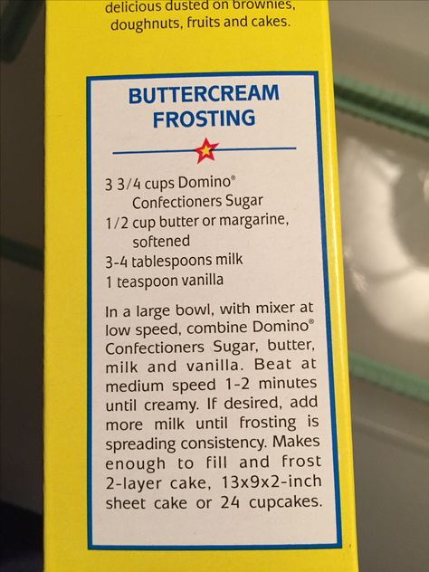 Buttercream Frosting (Domino sugar) Sugar Frosting Recipe, Confectioners Sugar Frosting, Group Dessert, Glazed Icing Recipe, Wedding Cake Frosting, Homemade Cake Mixes, Buttercream Icing Recipe, Frosting Cake, Frosting Recipes Easy