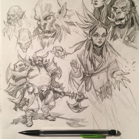 Sketches, by Ahmed Aldoori. : Photo Orcs Warcraft, Ahmed Aldoori, Chara Design, Character Design Sketches, Pencil Sketches, Character Sketches, Sketch Inspiration, Wow Art, Sketchbook Inspiration