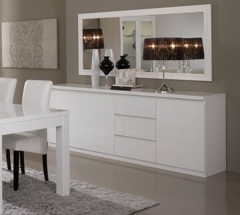 Home Decor Ideas-Home Decor Ideas Bedroom-Home Decor Ideas Livingroom Dining Room Furniture Design, Dining Room Design Modern, Buffet Decor, Sideboards Living Room, Dining Room Sideboard, Dinning Room Design, Dining Room Buffet, White Sideboard, Elegant Dining Room