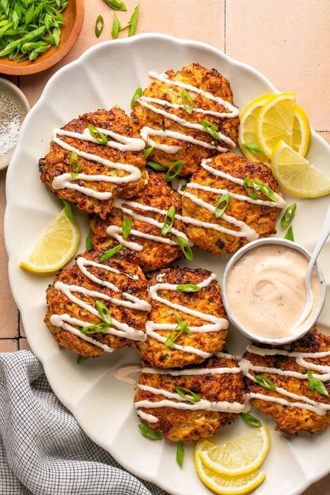 Easy air fryer chicken patties with flavorful, homemade buffalo sauce and spicy ranch dressing. Prepped and cooked in just 30 minutes, this adult and kid-friendly recipe is ready in no time, absolutely delicious, and perfect for weeknights or gatherings! Spicy Ranch Recipe, Air Fryer Chicken Patties, Gluten Free Ranch Dressing, Air Fryer Buffalo Chicken, Spicy Ranch Dressing, Easy Air Fryer Chicken, Spicy Ranch, Whole30 Meal Prep, Homemade Buffalo Sauce