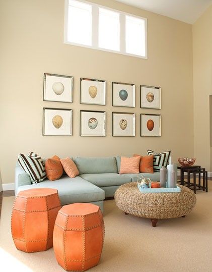 Eye For Design: Decorating With The Blue/Orange Color Combination Orange Rooms, Living Room Orange, Orange Decor, Room Color Schemes, Nice Colors, Colour Palettes, Room Colors, Color Combo, Decoration Design