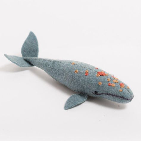 Whale Ornament, Felt Critters, Grey Whale, Craft Storage Box, Animal Ornaments, Gray Whale, Felt Animal, Magic Gift, Crinkle Paper