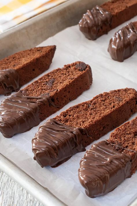 Double Chocolate Biscotti Double Chocolate Biscotti Recipe, Chocolate Chip Biscotti, Chocolate Biscotti Recipe, Chocolate Biscotti, Christmas Cookie Recipes Holiday, Chocolate Melting Wafers, Biscotti Recipe, Lemon Butter Sauce, Chocolate Wafers