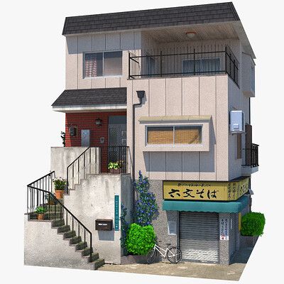 Japanese Apartment Building, Japanese House Exterior, Japanese Apartment, Japanese Buildings, Small Apartment Building, Japanese Town, Apartments Exterior, Apartment Exterior, Bangunan Minecraft