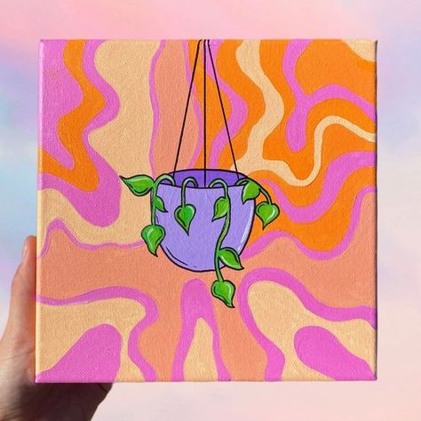 Trippy Painting, Hippie Painting, Simple Canvas Paintings, Cute Canvas Paintings, Easy Canvas Art, Easy Canvas Painting, Canvas Painting Designs, Cute Paintings, Canvas Painting Diy