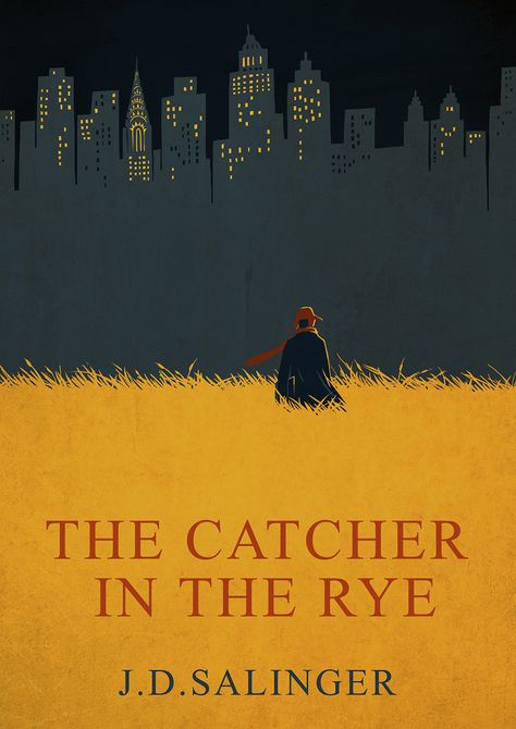 Book cover design of <The Catcher in the Rye> The Catcher In The Rye Book Cover, Catcher In The Rye Book Cover, Poetry Book Cover Design Illustration, Book Covers Minimalist, Artistic Book Covers, Cool Book Covers, Graphic Book Cover, Catcher In The Rye Book, Illustrated Book Covers