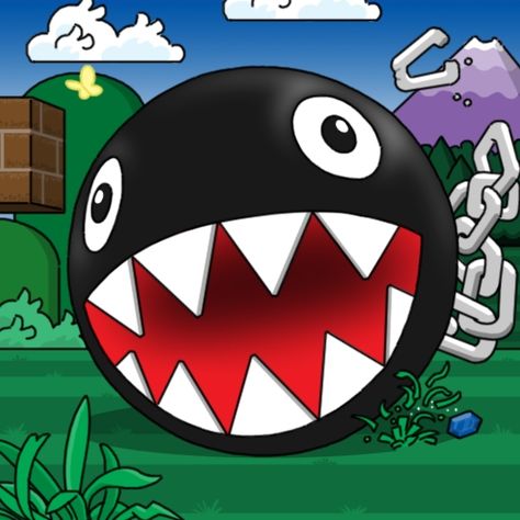 Chain Chomp Pfp, Chain Chomp Art, Mario Chomper, Mario Chain Chomp, Mario Pumpkin, Chain Chomp, Creepy Images, Doodle Tattoo, Super Mario Art