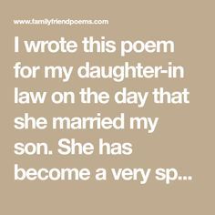 Quotes For Daughter In Law, Mother Of Groom Speech, Gifts For Daughter In Law, Poem To My Daughter, Daughter In Law Quotes, Mother Son Wedding Dance, Letter To Son, Birthday Gifts For Daughter, Rehearsal Dinner Planning