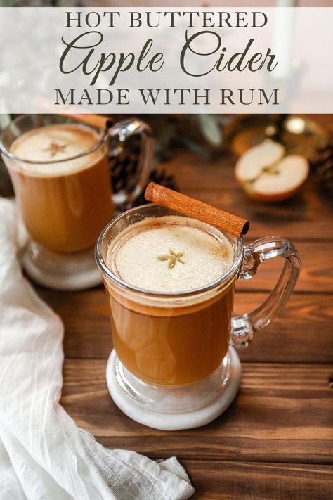 Nov 18, 2021 - Looking for a cozy drink for the cozy season? Look no further! This delicious hot butter apple cider with rum is what you need! Buttered Rum Drink, Buttered Apple Cider, Hot Cider Recipe, Cider Alcohol Drinks, Apple Cider Alcohol, Hot Butter Rum, Apple Cider Hot Toddy, Hot Apple Cider Recipe, Hot Buttered Rum Recipe