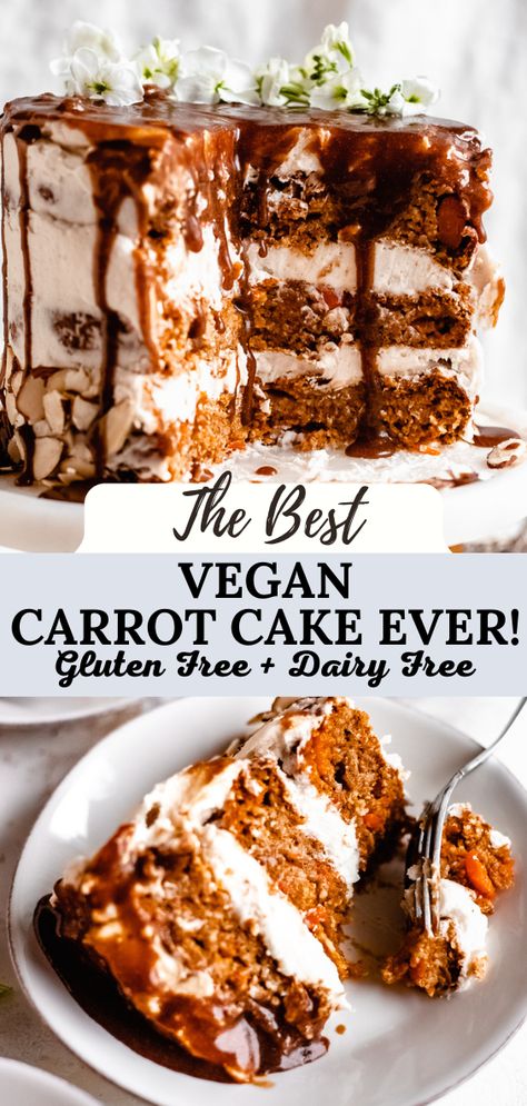 Healthy Pie, Vegan Gluten Free Cake, Vegan Carrot Cake, Gluten Free Carrot Cake, Cake Gluten Free, Vegan Gluten Free Desserts, Vegan Baking Recipes, Vegan Carrot Cakes, Vegan Cream