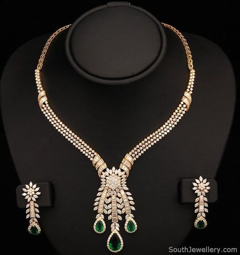 Diamond Neckless, Simple Diamond Jewelry, Pendent Design, Bridal Diamond Necklace, Indian Wedding Jewelry Sets, Real Diamond Necklace, Neck Pieces Jewelry, Dancing Diamond, Diamond Pendent