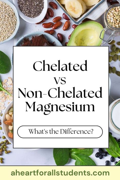 chelated vs non-chelated magnesium: what's the difference? in black text on a white box over a photo of avocados, kidney beans, rice, spinach Magnesium Chelate Benefits, Types Of Magnesium Chart, Which Magnesium Is Best For You, Magnesium Types And Uses, Magnesium Glycinate Benefits, Benefits Of Taking Magnesium, Benefits Of Magnesium Chloride, Best Magnesium Supplement, Chelated Magnesium