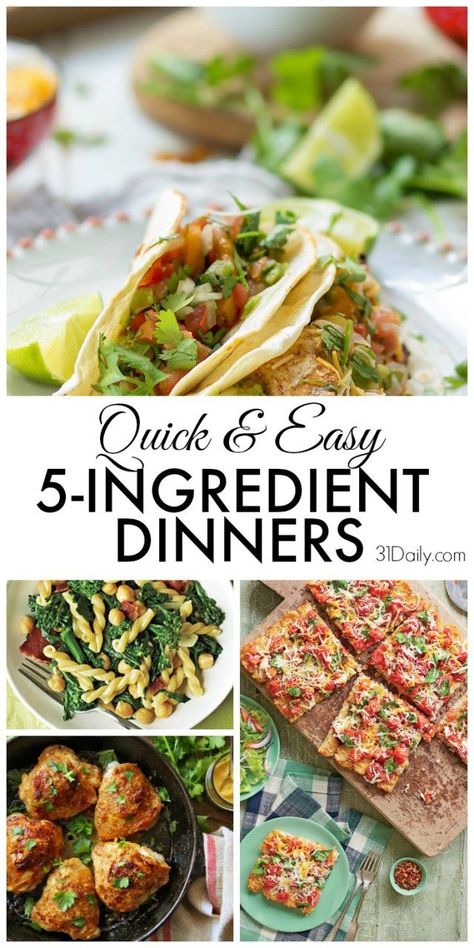 Easy and Quick Family Friendly 5 Ingredient Dinners | 31Daily.com Easy Clean Eating Recipes, 5 Ingredient Dinners, Easy Clean Eating, Clean Eating Dinner, Dinner Recipes Easy Quick, Fun Easy Recipes, Dinner Recipes Crockpot, Date A Live, 5 Ingredient