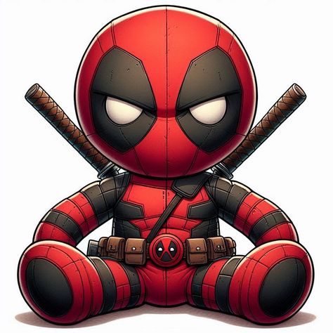 Deadpool Cartoon Tattoo, Deadpool Kawaii, Deadpool Cartoon, Cute Deadpool, Doodling Ideas, Writing Pictures, Marvel Characters Art, Glamour Nails, Tattoo Style Drawings