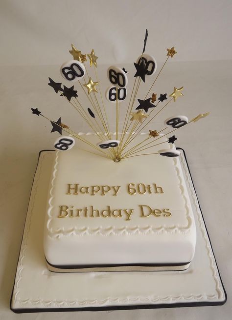 52 Birthday Cake For Men, Square Cake Designs For Men, Rose Gold Birthday Cake, 70th Cake, Square Birthday Cake, Square Cake Design, Cake Design For Men, 90th Birthday Cakes, Single Tier Cake