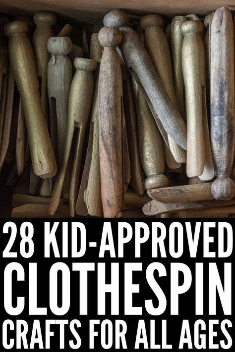 28 Simple and Fun Clothespin Crafts for Kids | If you want to know how to make crafts out of clothespins, this post has tons of great ideas for kids in preschool, kindergarten, and elementary school. These art projects can be enjoyed at home, in the classroom, and even in Sunday school, and are sure to keep your little ones entertained for hours. #clothespin #clothespincraft #clothespins #closepincrafts Clothespin Crafts For Kids, How To Make Crafts, Clothespin Crafts Christmas, Clothespin People, Clothespin Diy Crafts, Clothespins Diy, Wooden Clothespin Crafts, Clothespin Art, Clothespin Crafts