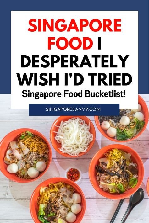 Words saying Singapore Food I Desperately Wish I'd tried: Singapore Food Bucketlist. with Singapore Food as a background Singapore Hawker Centre, Singapore Hawker, Singapore Things To Do, Hawker Centre, Singapore Vacation, Singapore Travel Tips, Singapore Guide, Holiday In Singapore, Food Recommendations