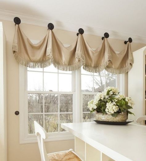 Kitchen curtains Kitchen Window Treatments Diy, Kitchen Window Coverings, Diy Valance, Unique Window Treatments, Kitchen Window Valances, Custom Drapery Panels, Window Treatments Ideas, Farmhouse Window Treatments, Diy Window Treatments