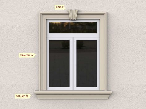 Exterior Window Molding, Window Molding Trim, Modern Window Design, Down Ceiling Design, House Window Design, Window Designs, House Roof Design, Window Trim Exterior, Window Molding