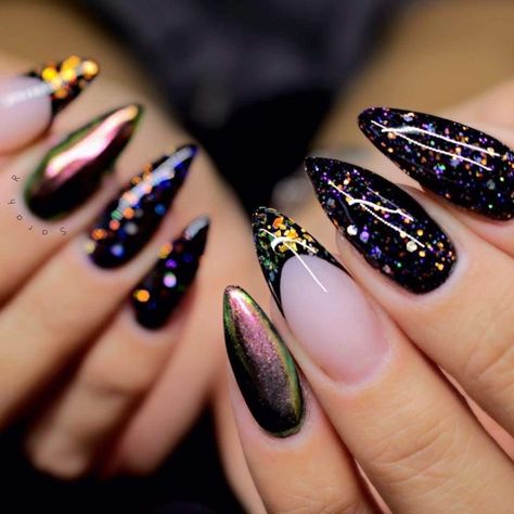 Get Nails, Rainbow Nails, Nail Art Inspiration, Chic Nails, Dope Nails, French Tip Nails, Nail Polishes, Cosmetology, Black Nails