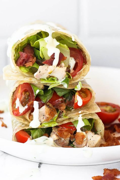 Grilled Chicken Bacon Ranch Wrap Bacon Ranch Wraps, Chicken Wrap Recipes Easy, Ranch Wraps, Chicken Wraps Healthy, Chicken Bacon Ranch Wrap, Chicken Wrap Recipes, Easy Grilled Chicken, Chicken Food, Chicken Bacon Ranch